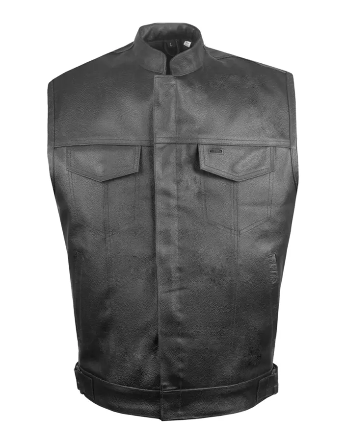 Men's Black Faux Leather Biker Vest 1 mens-black-faux-leather-biker-vest