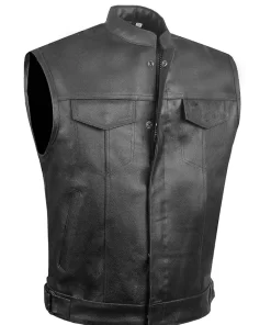 Men's Black Faux Leather Biker Vest 5 mens-black-faux-leather-biker-vest
