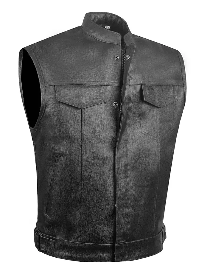 Men's Black Faux Leather Biker Vest 3 mens-black-faux-leather-biker-vest