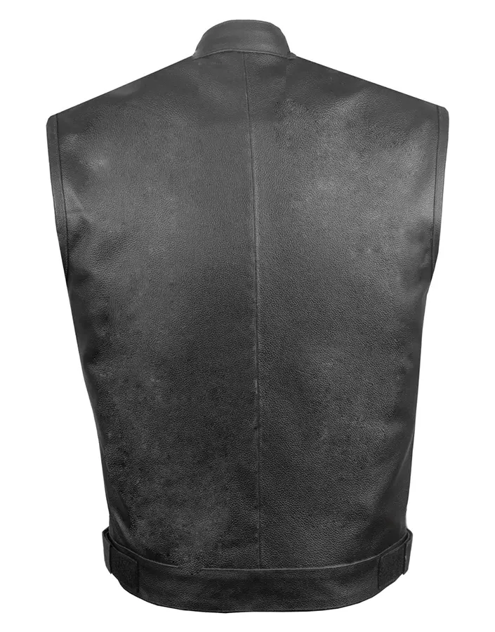 Men's Black Faux Leather Biker Vest 2 mens-black-faux-leather-biker-vest