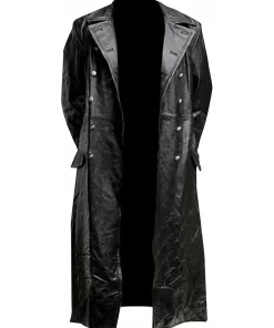 mens-double-breasted-black-faux-leather-trench-coat