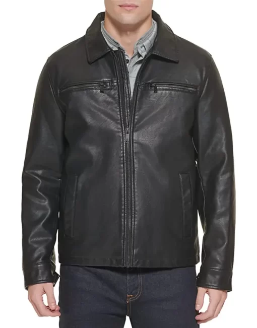 mens-black-faux-leather-biker-jacket