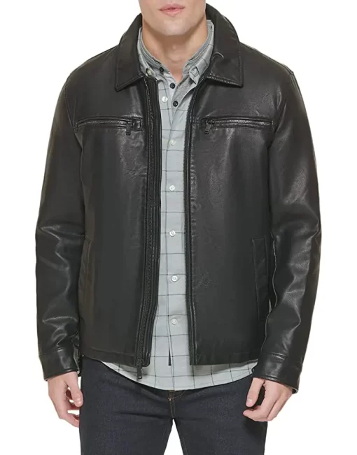 mens-black-faux-leather-biker-jacket