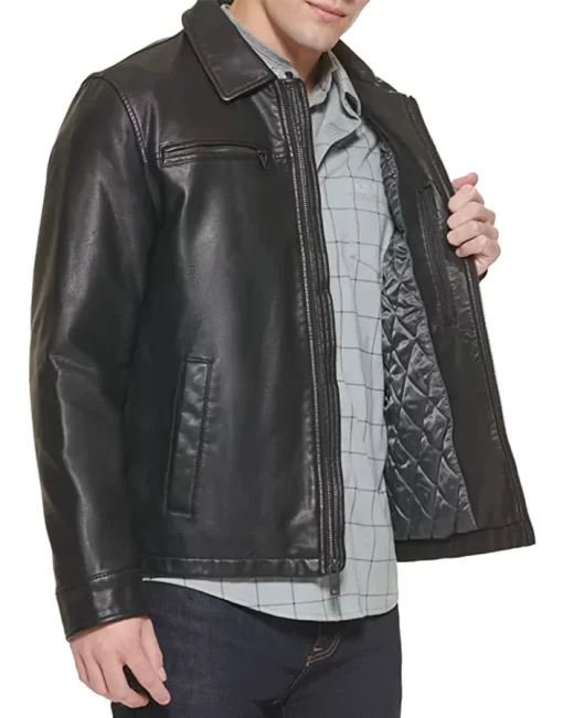mens-black-faux-leather-biker-jacket
