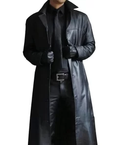 mens-black-faux-leather-long-coat