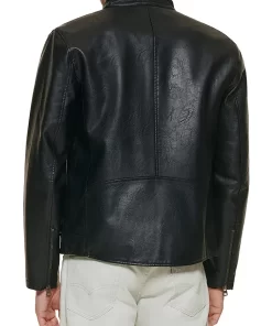 mens-black-faux-leather-trucker-jacket