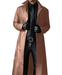 mens-brown-faux-leather-long-coat