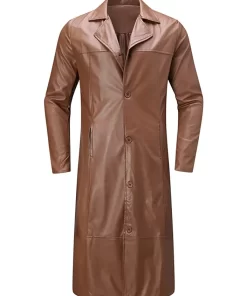 mens-brown-faux-leather-long-coat