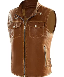 mens-brown-faux-leather-motorcycle-vest