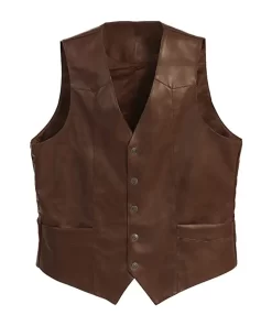 mens-button-front-coffee-brown-faux-leather-vest