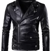 mens-casual-belted-black-faux-leather-jacket