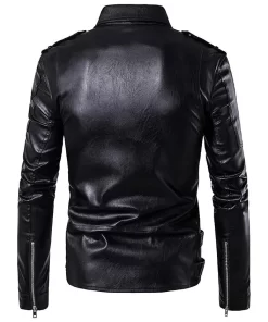 mens-casual-belted-black-faux-leather-jacket