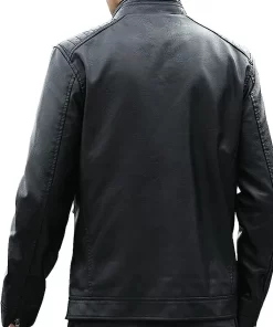 mens-casual-stand-collar-black-faux-leather-jacket