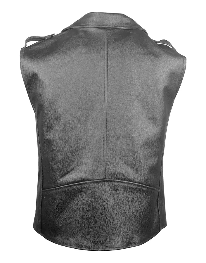 Men's Classic Black Faux Leather Biker Vest 2 mens-classic-black-faux-leather-biker-vest