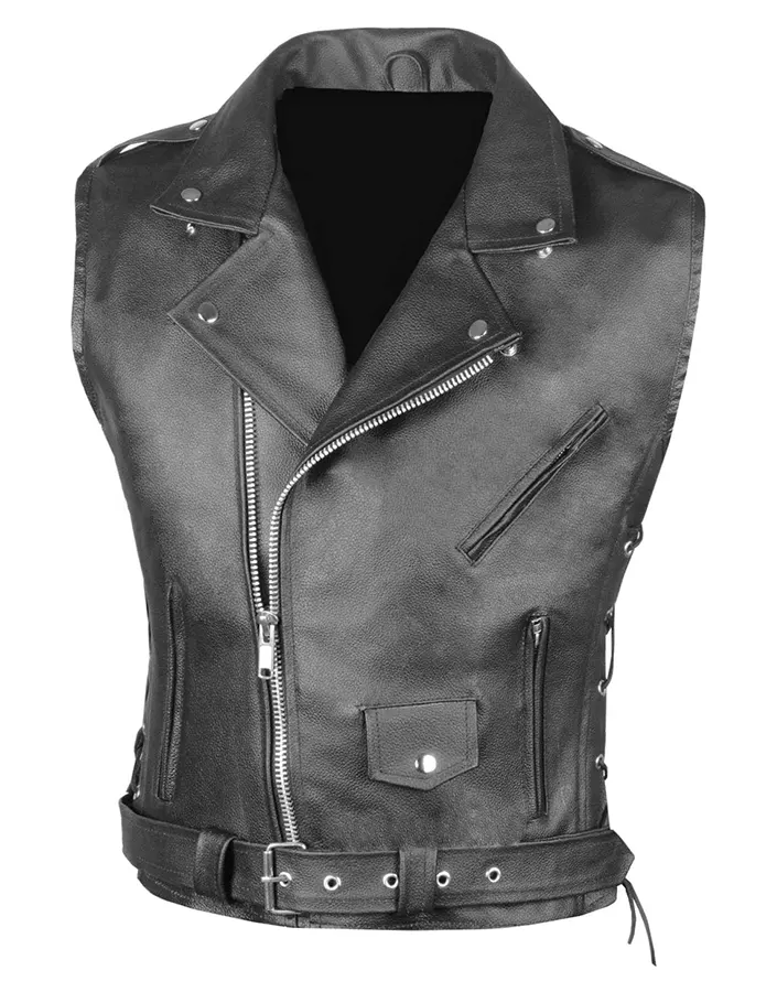 Men's Classic Side Laces Black Faux Leather Vest 1 mens-classic-side-laces-black-faux-leather-vest