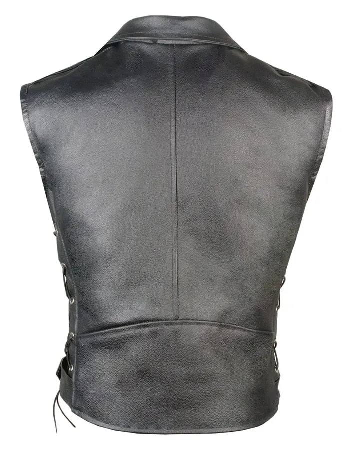 Men's Classic Side Laces Black Faux Leather Vest 2 mens-classic-side-laces-black-faux-leather-vest