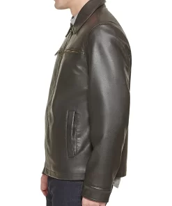 mens-dark-brown-faux-leather-biker-jacket