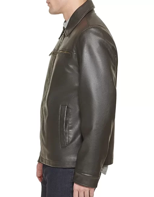 mens-dark-brown-faux-leather-biker-jacket