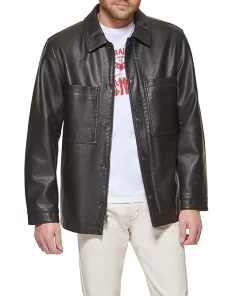 mens-dark-brown-faux-leather-oversized-shirt-jacket