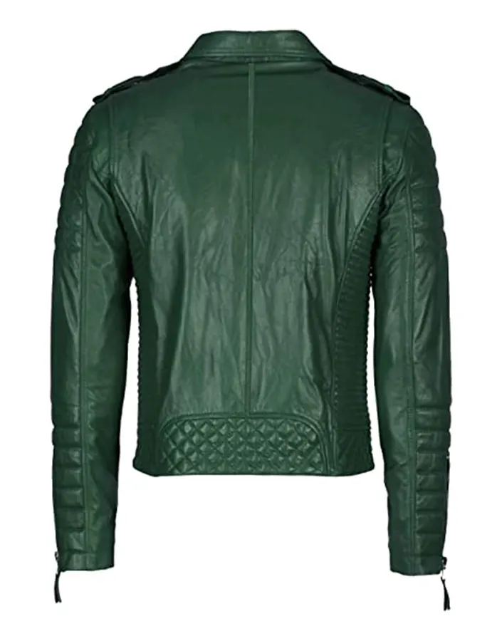 Men's Green Biker Faux Leather Jacket 2 mens-green-biker-faux-leather-jacket