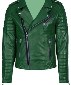 mens-green-biker-faux-leather-jacket