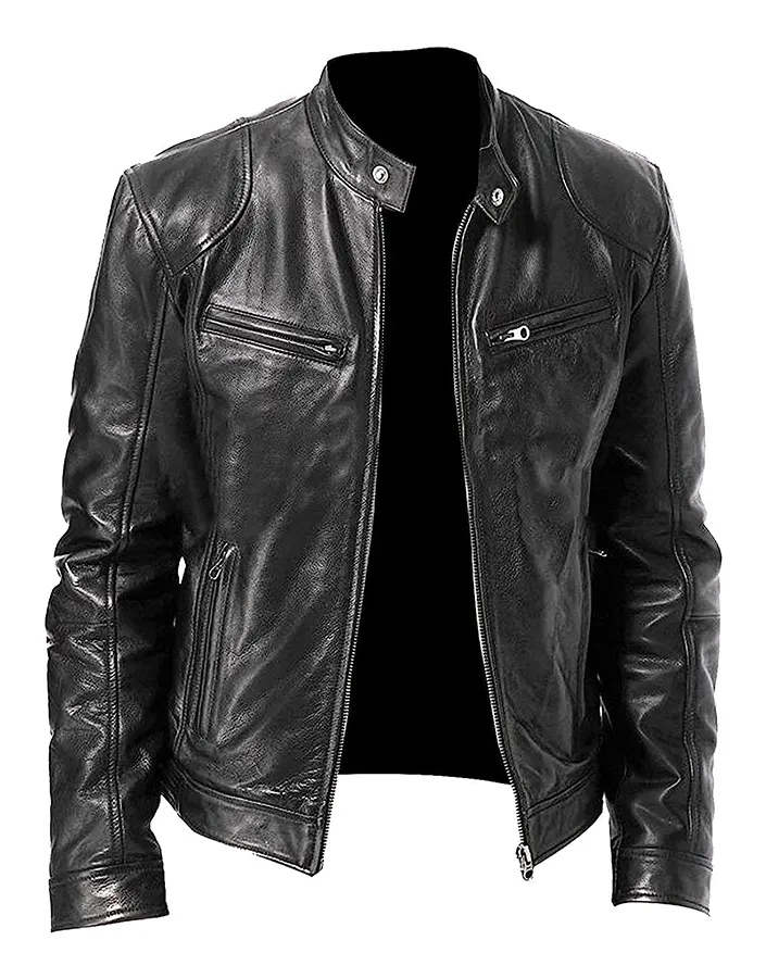 Men's Long Sleeve Black Faux Leather Jacket 1 mens-long-sleeve-black-faux-leather-jacket
