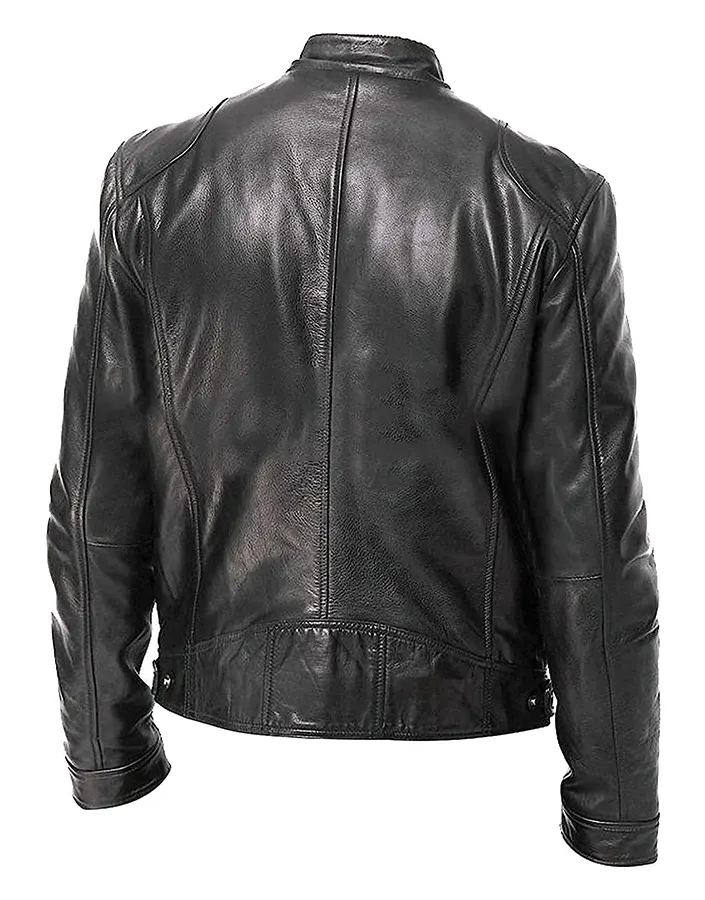 Men's Long Sleeve Black Faux Leather Jacket 2 mens-long-sleeve-black-faux-leather-jacket