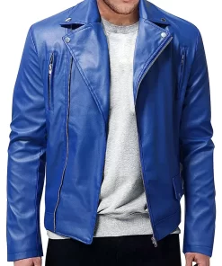 mens-long-sleeve-blue-faux-leather-jacket