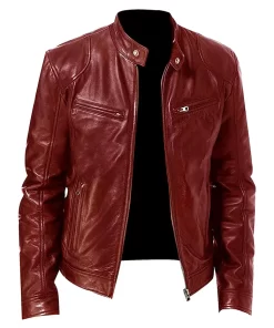 mens-long-sleeve-maroon-faux-leather-jacket