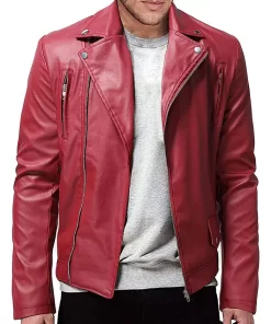 mens-long-sleeve-red-faux-leather-jacket