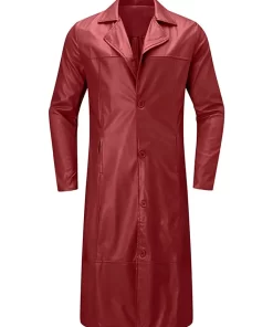 mens-red-faux-leather-long-coat