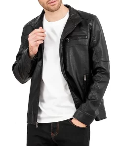 Men's Slim Fit Stand Collar Black Faux Leather Jacket 8 mens-slim-fit-stand-collar-black-faux-leather-jacket