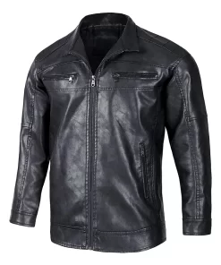 Men's Slim Fit Stand Collar Black Faux Leather Jacket 9 mens-slim-fit-stand-collar-black-faux-leather-jacket