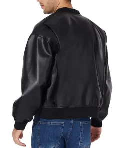 Alternative view of Men's Snap Tab Button Black Faux Leather Jacket