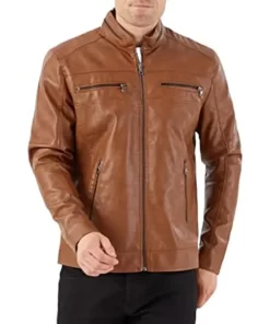 mens-stand-collar-khaki-faux-leather-jacket