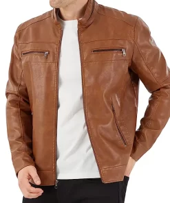 Men's Stand Collar Khaki Faux Leather Jacket 8 mens-stand-collar-khaki-faux-leather-jacket