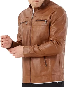 Men's Stand Collar Khaki Faux Leather Jacket 9 mens-stand-collar-khaki-faux-leather-jacket