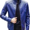 slim-fit-blue-faux-leather-jacket-mens