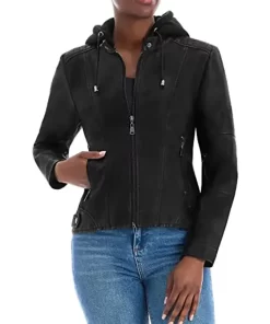 womens-black-faux-leather-hooded-jacket