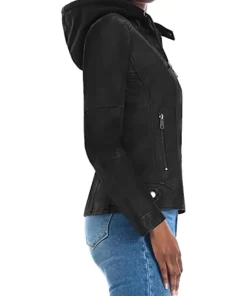 womens-black-faux-leather-hooded-jacket