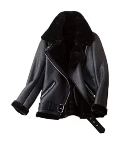womens-black-faux-leather-shearling-jacket