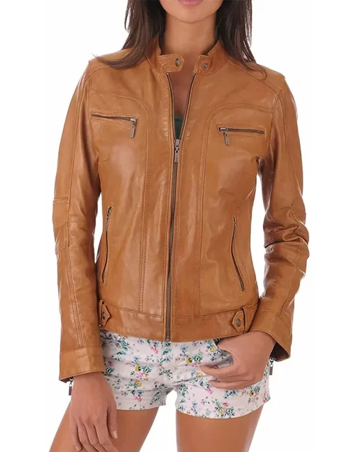 womens-brown-faux-leather-biker-jacket