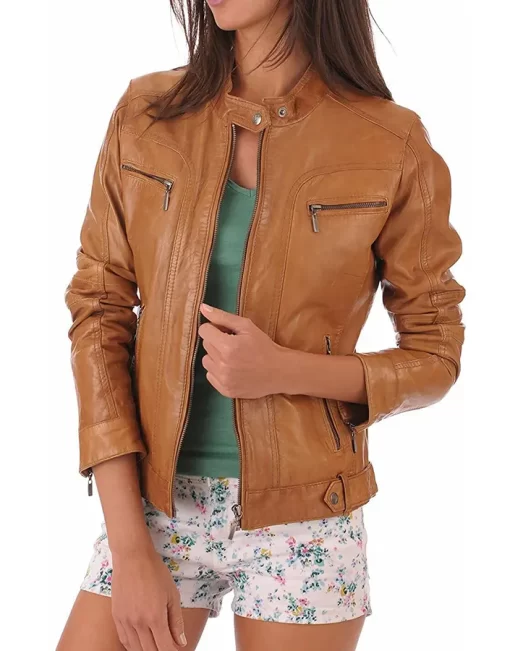 womens-brown-faux-leather-biker-jacket