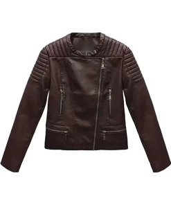 womens-brown-faux-leather-biker-jacket
