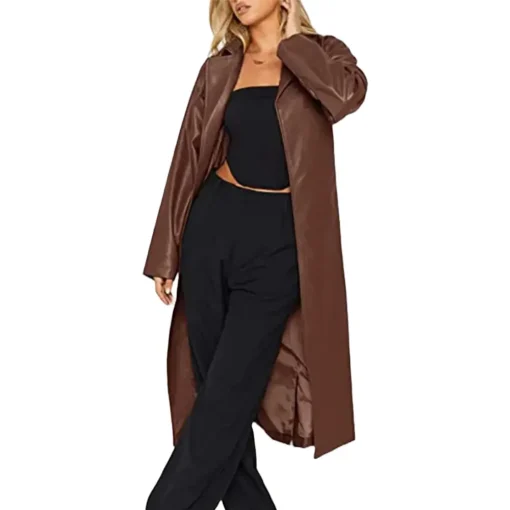 womens-brown-faux-leather-coat