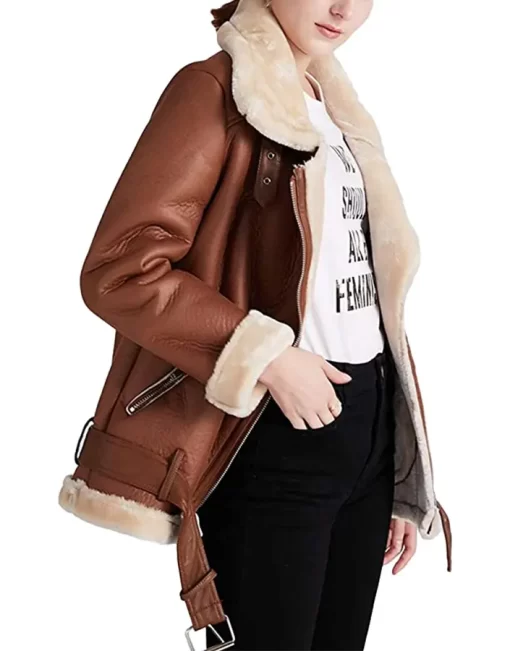 womens-brown-faux-leather-shearling-jacket