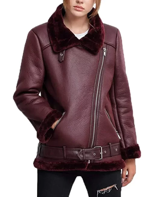womens-burgundy-faux-leather-shearling-jacket