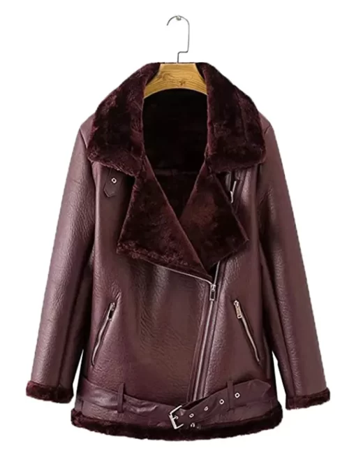 womens-burgundy-faux-leather-shearling-jacket