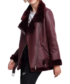 womens-burgundy-faux-leather-shearling-jacket