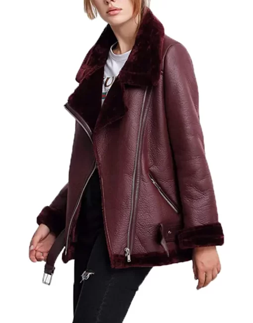 womens-burgundy-faux-leather-shearling-jacket